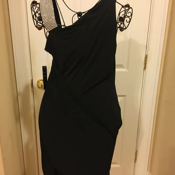 Black Party Dress with Rhinestones - Picture 3 of 3